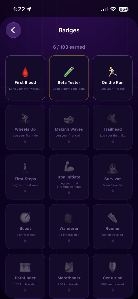 ZombieUP badges screen